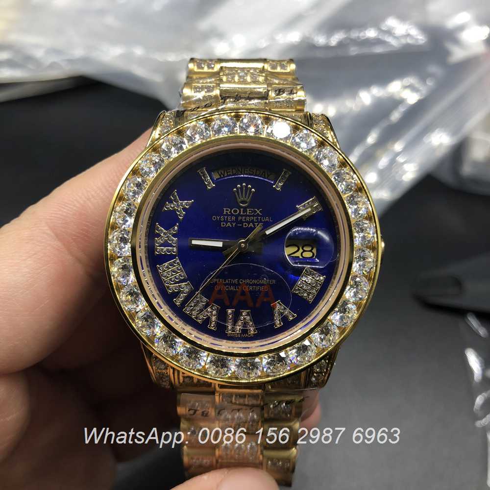 R097MH69, Rolex DayDate iced gold/blue