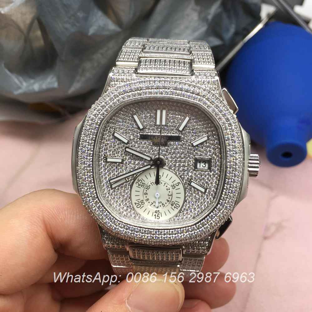 P280WT42, Patek full iced silver ETA 7750 Chronograph