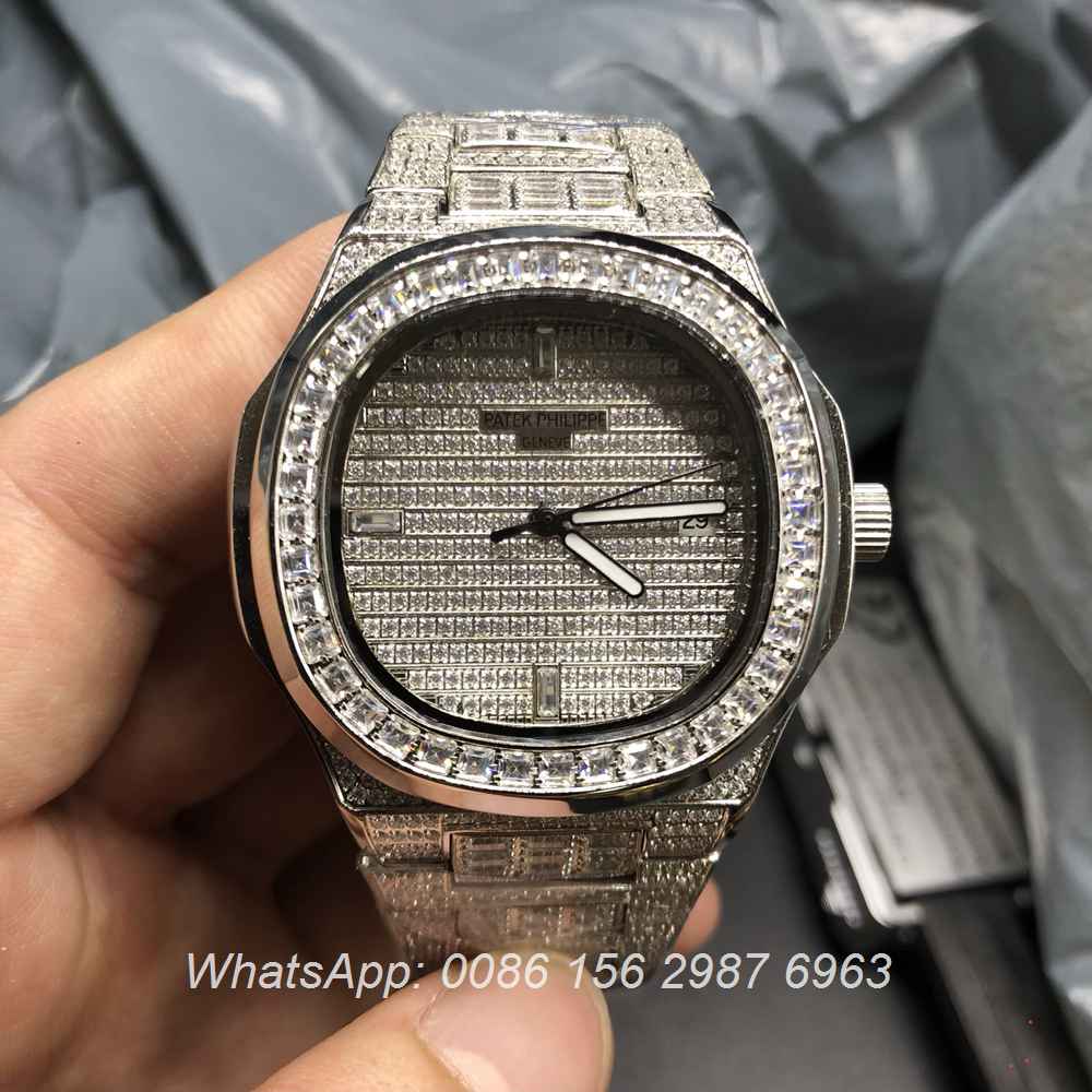 P170BL89, Patek Philippe iced square diamonds AAA automatic