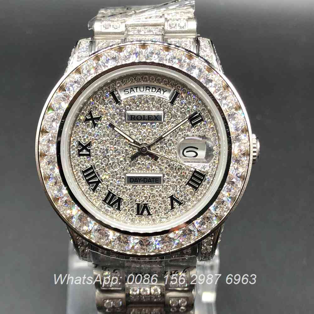 R092MH49, Rolex DayDate diamonds silver case