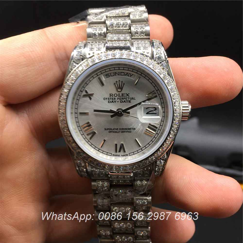 R92MH71, Rolex DayDate iced silver 36mm