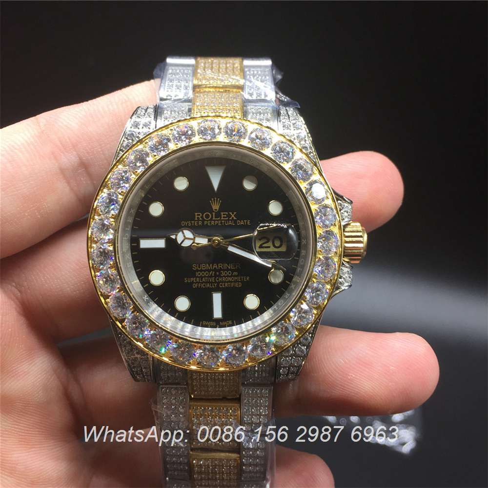 R110MH47, Rolex SUB bi-gold full iced