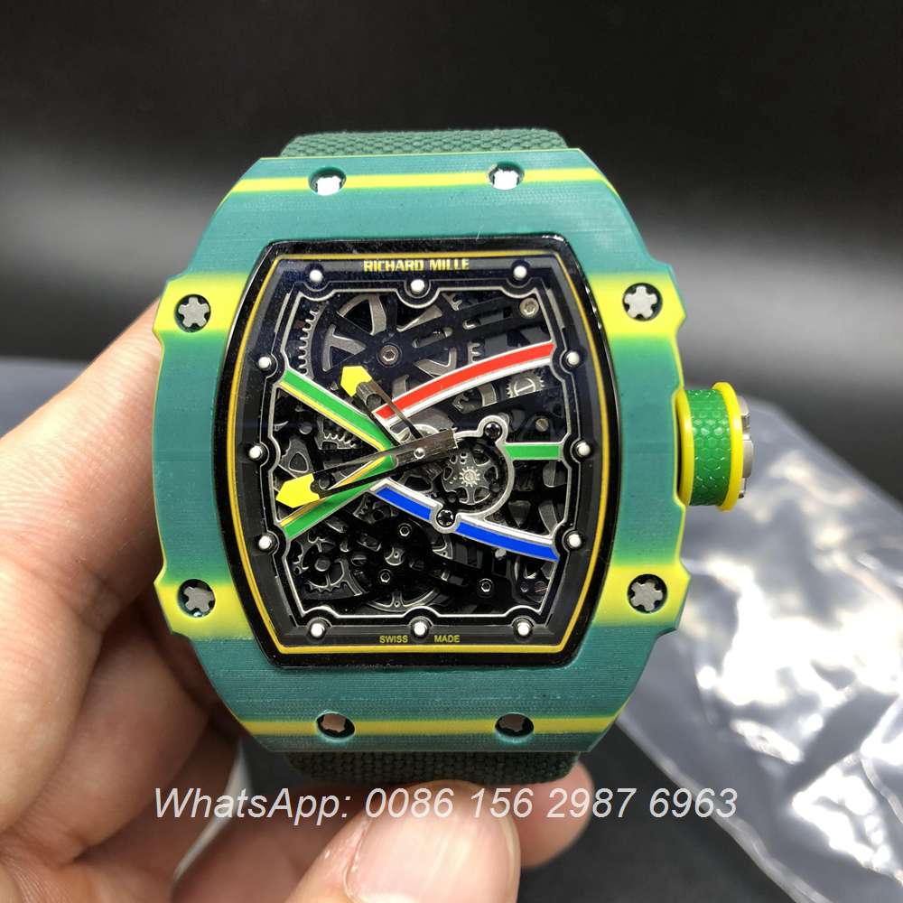 R130JJ92, RM67-02 Carbon green case velcro green strap Miyota automatic