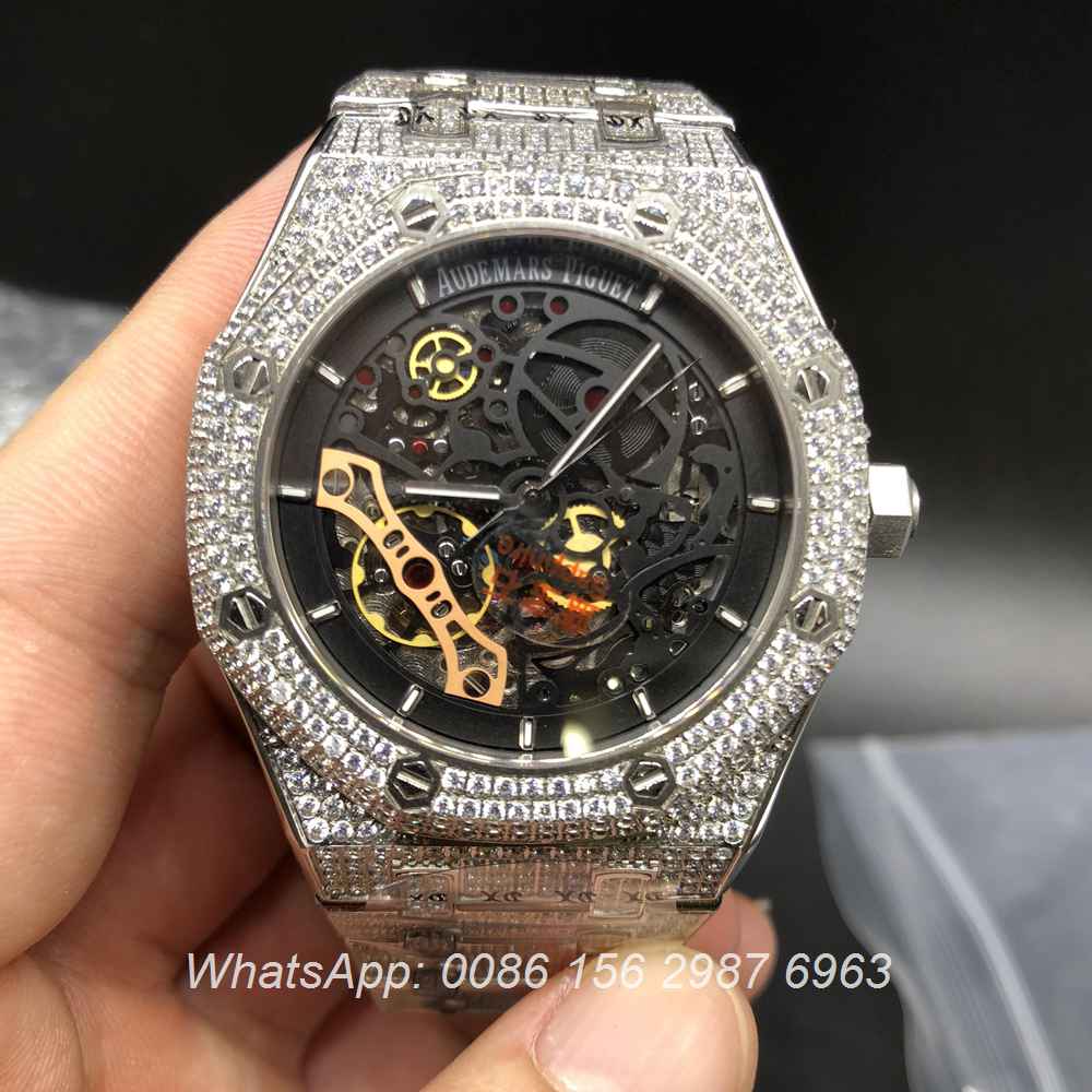 A155XJ94, AP iced silver case skeleton automatic