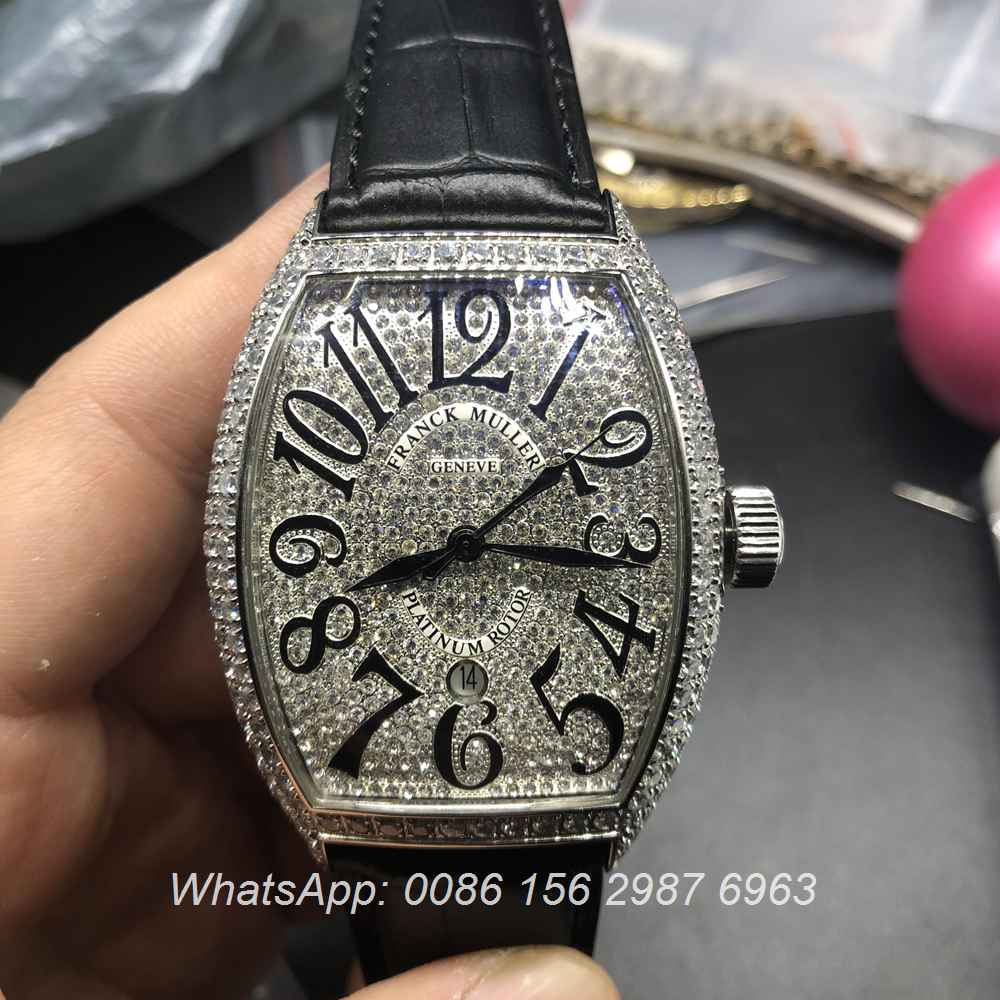 F0557D103, FM watch Franck Muller iced silver case automatic