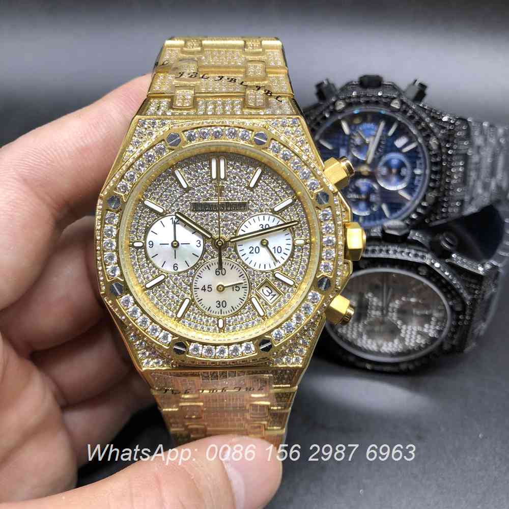 A160BL120, AP diamonds yellow gold watch Chronograph quartz