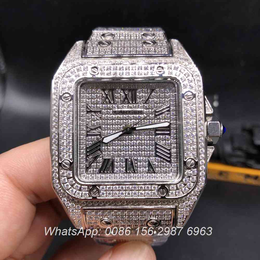 cartier watch mens iced out