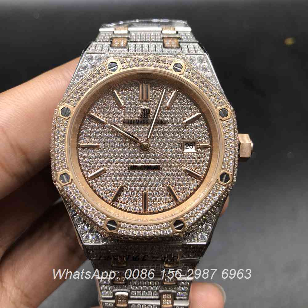 A180BL130, AP iced rose gold 2tone diamonds case automatic watch