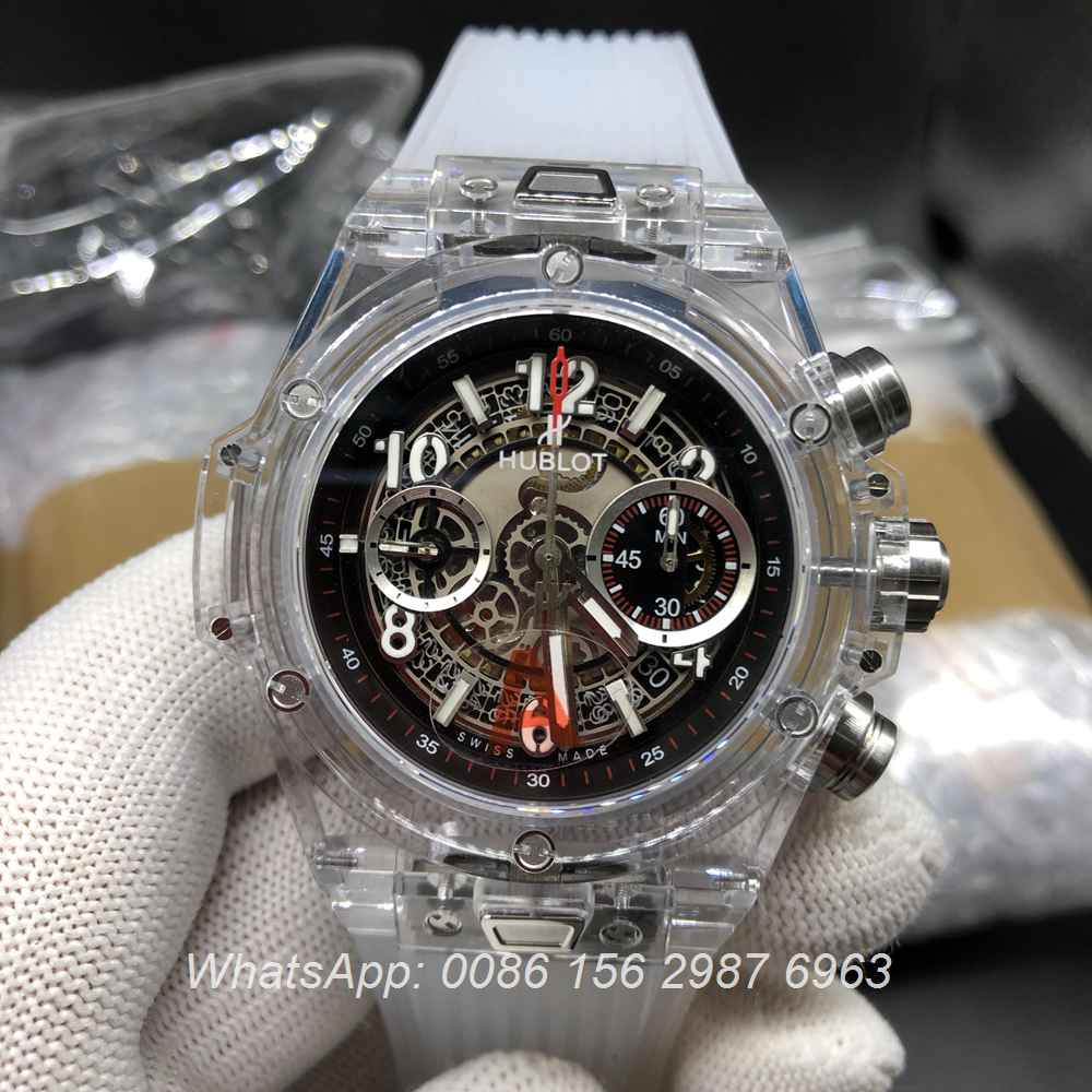 H225WT153, Hublot Unico see-through ETA 7750 chronograph full works