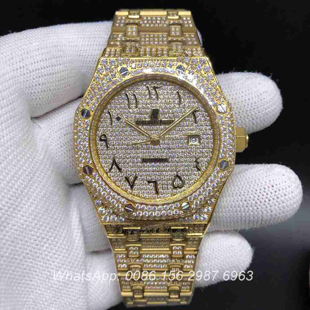 A200BL149, AP iced Arabic numbers gold case automatic 42mm