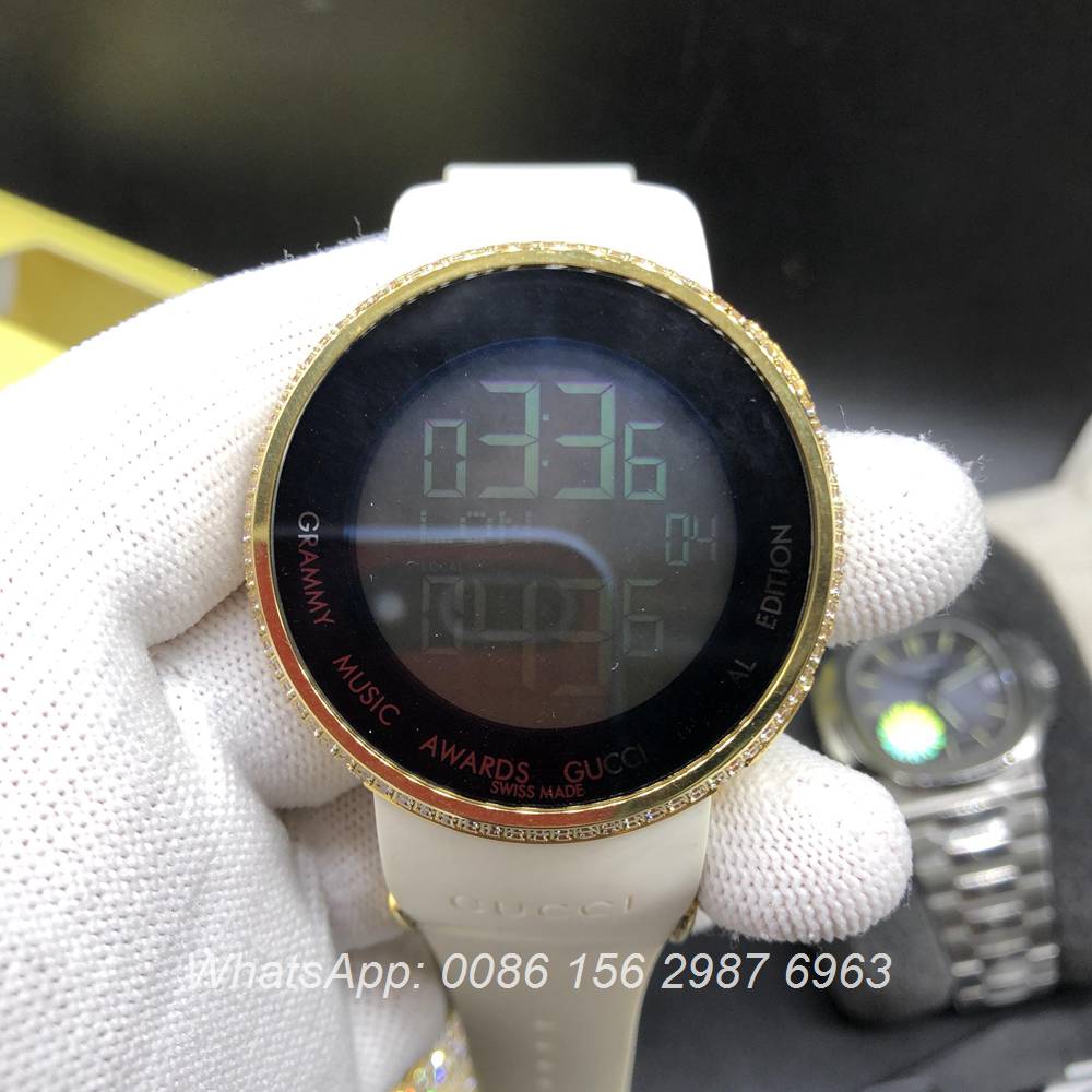 G055Z168, Grammy Awards Music Gucci Special Edition diamonds gold case digital watch
