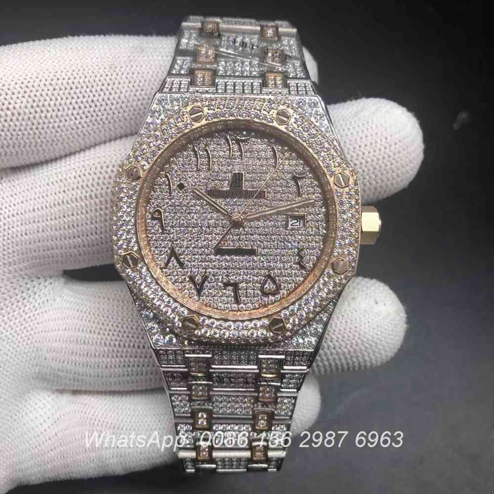 A20BL183, AP Arabic diamonds rose gold 2tone automatic shiny watch