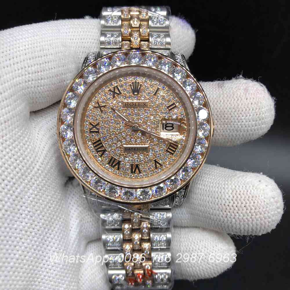 R105MH189, Datejust rose gold 2tone full diamonds automatic Jubilee strap watch