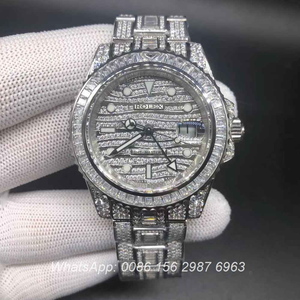 R305WT186, Rolex GMT diamonds 2836 full works luxury watch