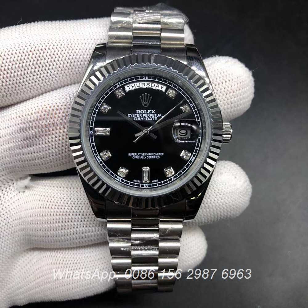 R022AS208, DayDate 41mm diamonds time pointers president strap