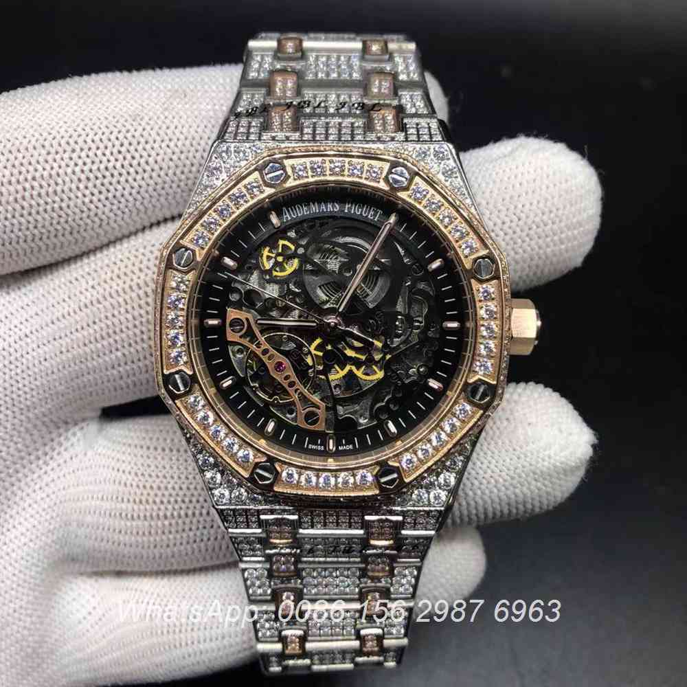 A180BL195, AP skeleton rose gold 2tone diamonds case automatic watch