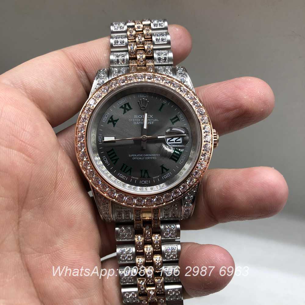 R105M218, Datejust iced rose gold bi-color gray dial 40mm automatic watch