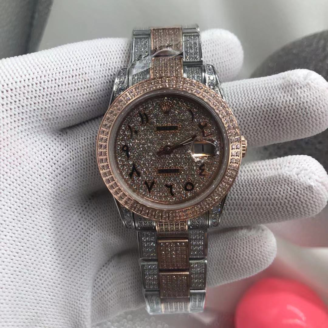 R108MH232, Datejust 37mm Arbaic numbers rose gold 2tone diamonds