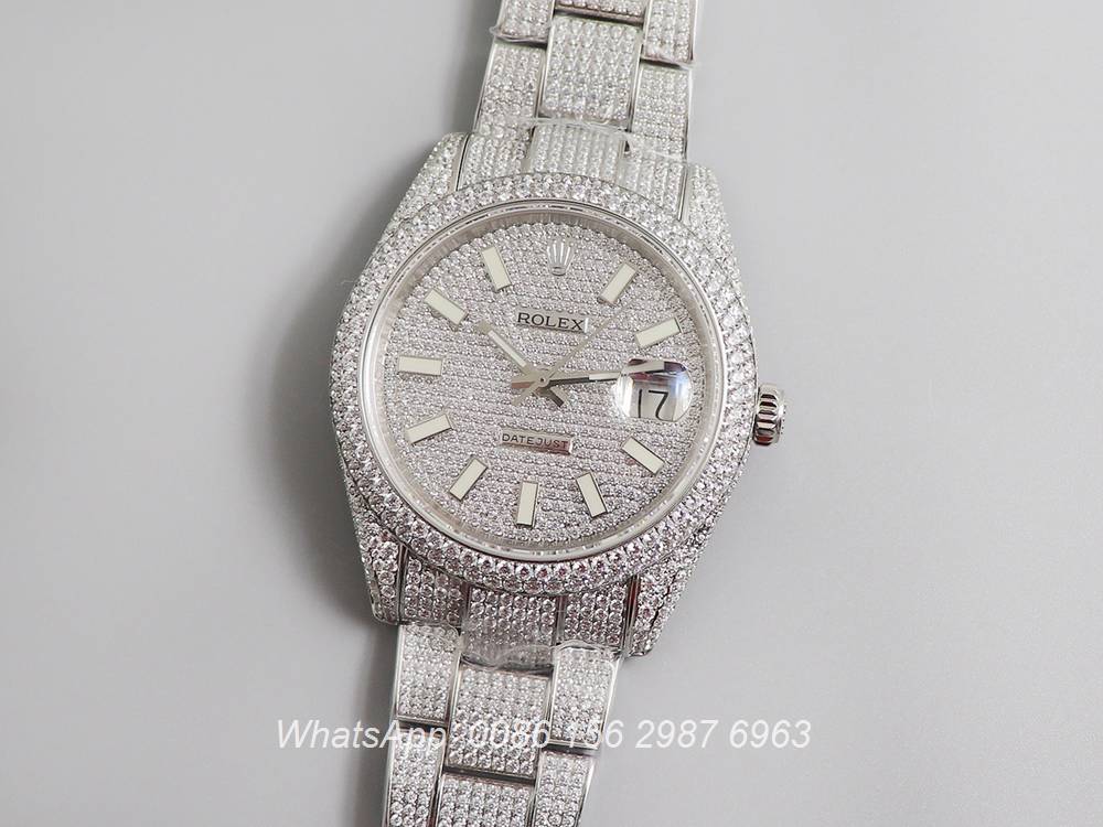 R270XD248, Datejust swarovski luxury diamonds silver case 40mm new model