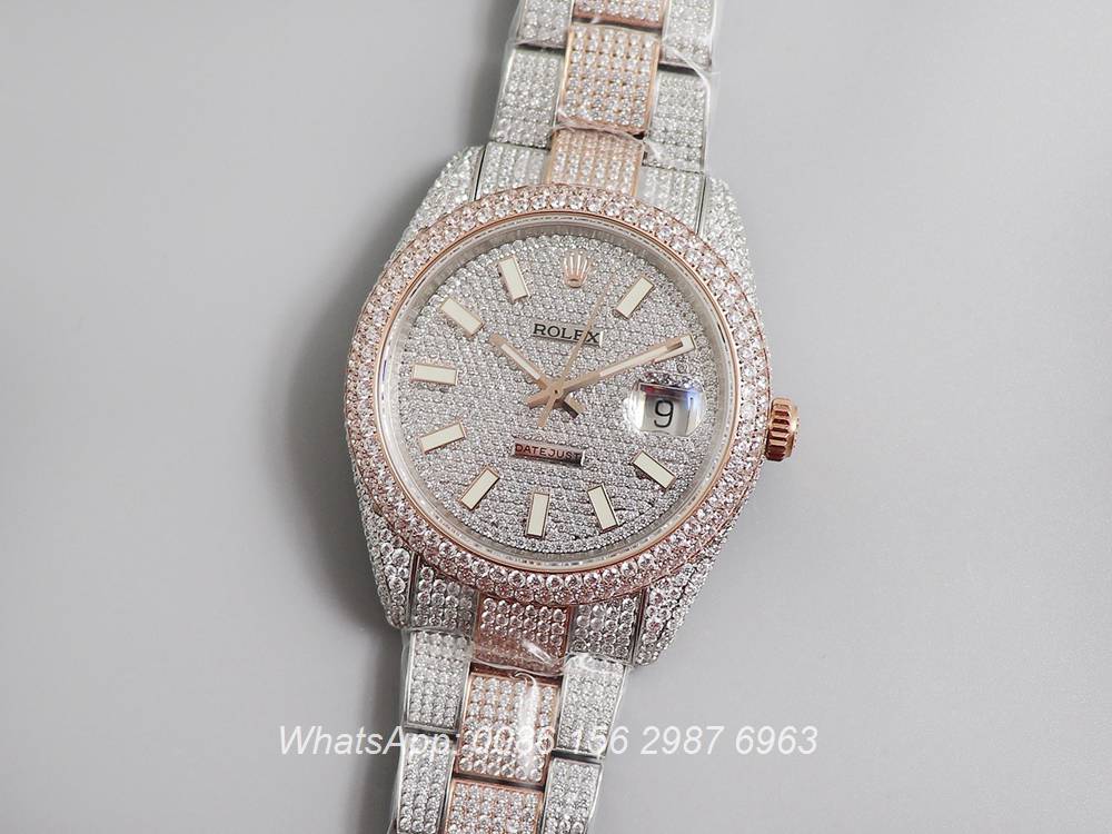 R270XD249, Datejust iced swarovski luxury diamonds rose gold 2tone case 40mm