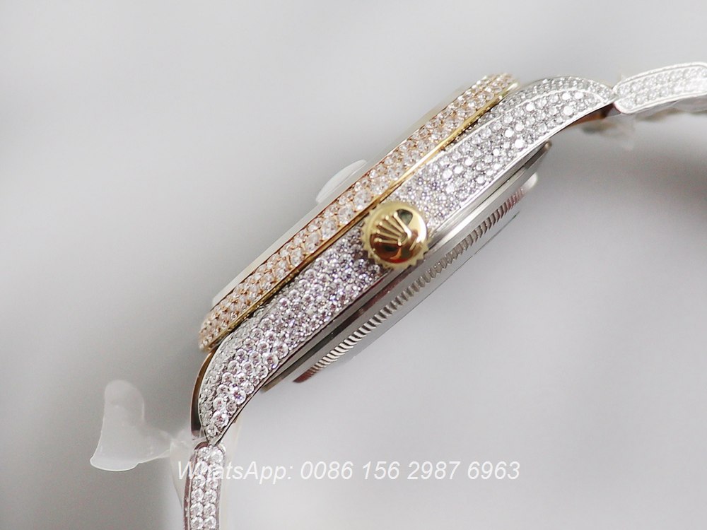 R270XD250, Datejust gold bi-color shiny iced swarovski luxury watch