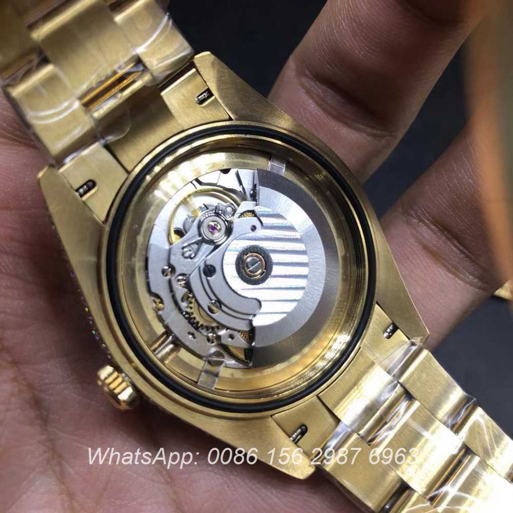 R270XD253, Datejust full iced gold case with arabic numbers more diamonds swarovski