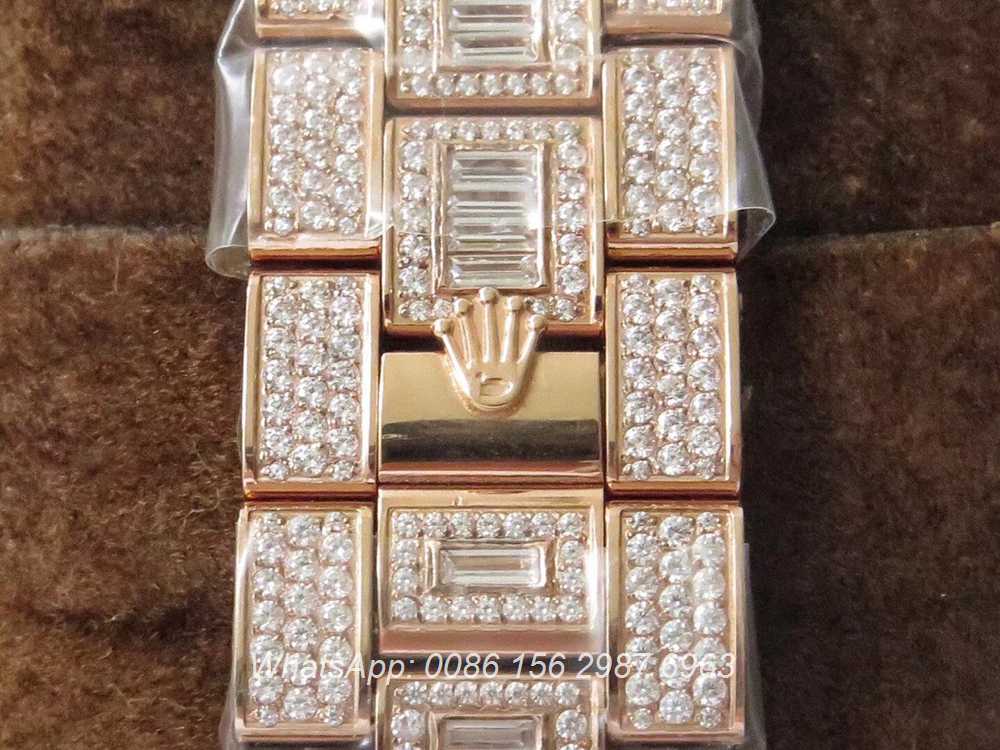 R305WT251, GMT iced rose gold luxury TW factory 2824 shiny diamonds