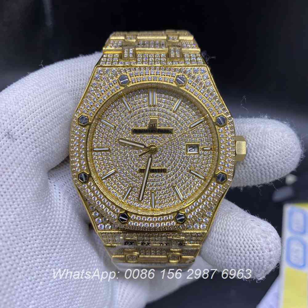 AP140SF293, AP iced out yellow gold case 42mm automatic men's watch AAA