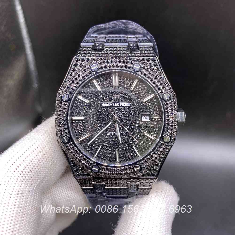 AP140SF294, AP iced out black case 42mm diamonds face automatic AAA men's watch