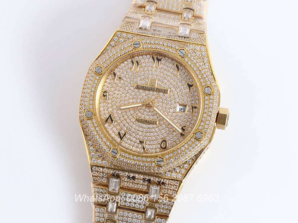 AP160SF295, AP Arabic numbers diamonds yellow gold case 42mm automatic AAA