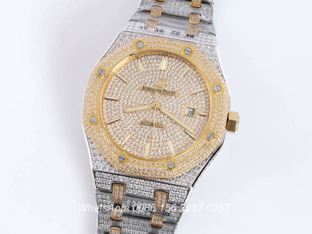 AP140SF299, AP diamonds two tone yellow gold shiny iced out men's watch