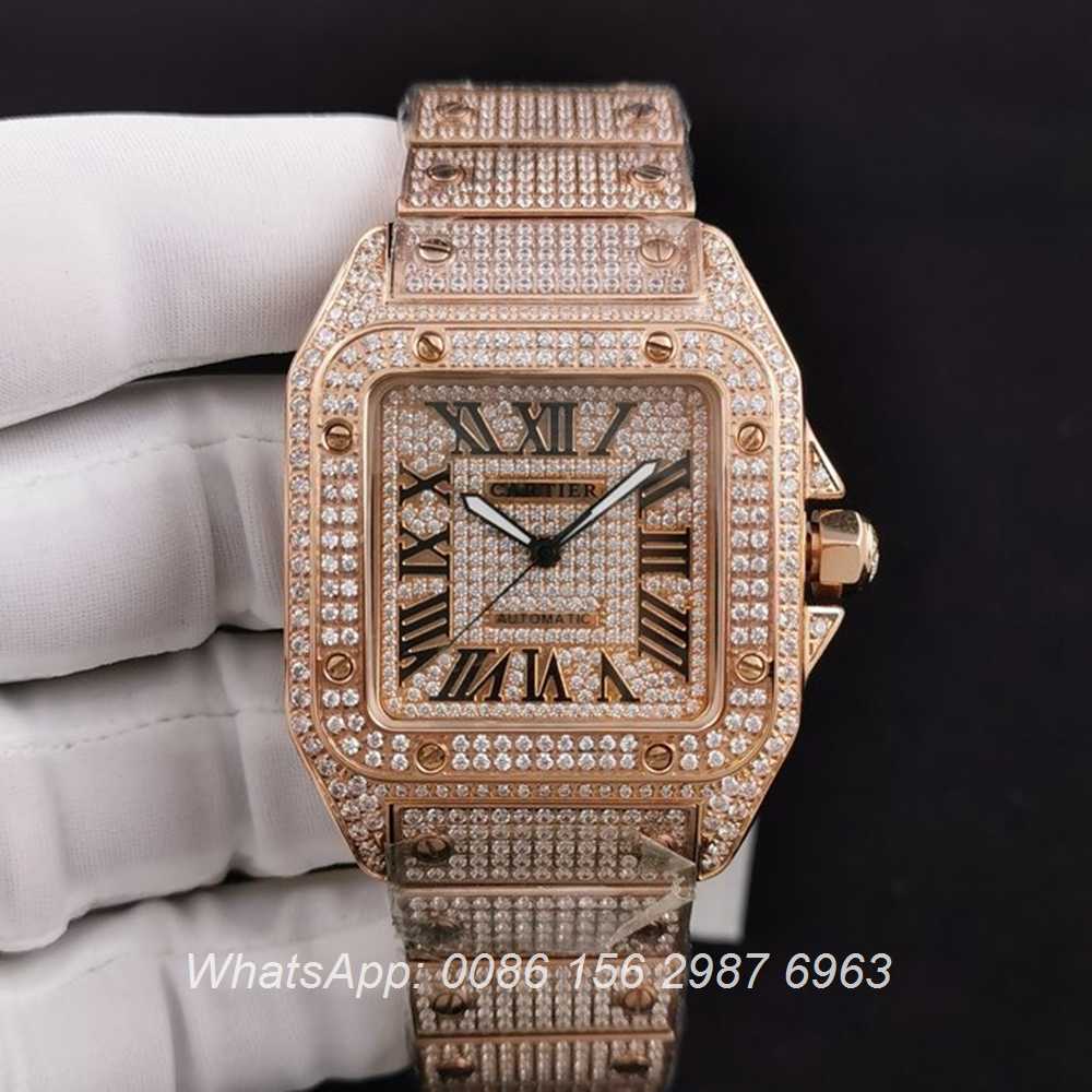 C285SF285, Cartier santos diamonds rose gold case 40mm ETA 2824 movement