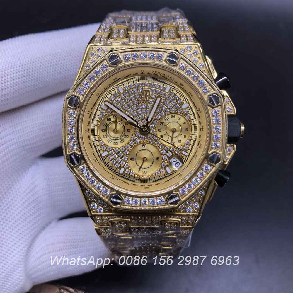 AP120SF302, AP diamonds gold case 42mm VK quartz chronograph full works