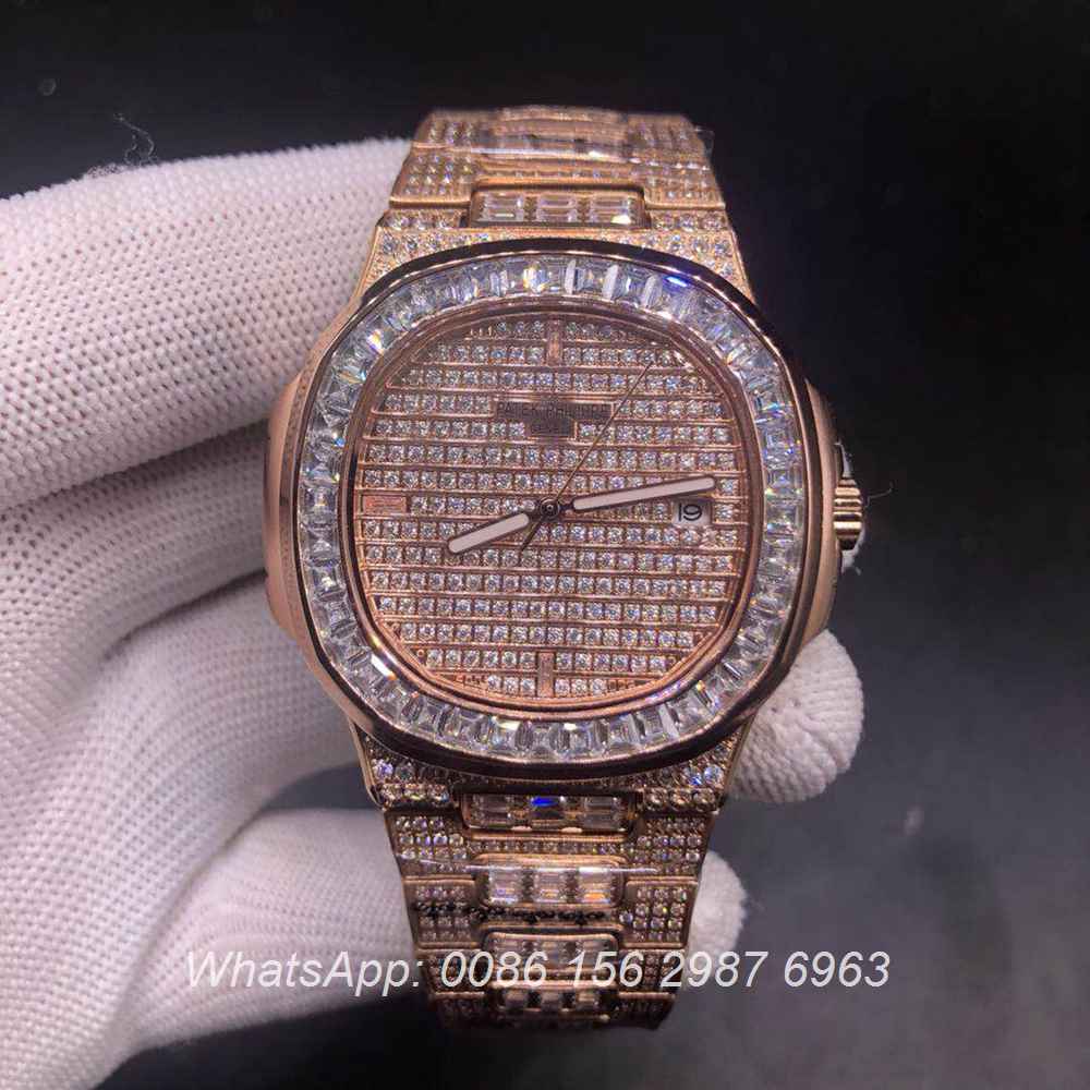 P180YC331, Patek baguette diamonds case rose gold color automatic high quality