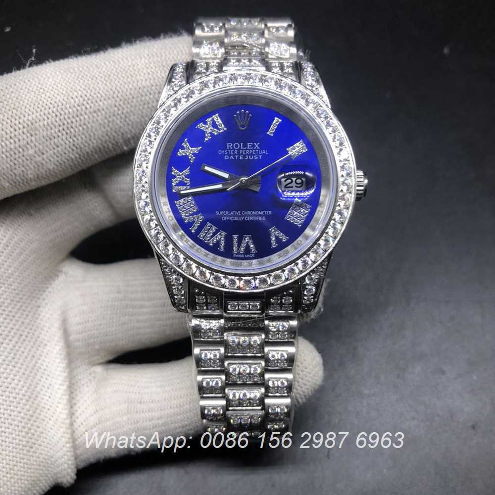 R097MH336, Datejust diamonds silver case 40mm with blue dial AAA automatic