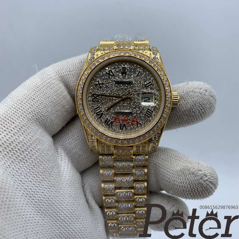 Datejust 36mm all gold full diamonds automatic women watch MH097