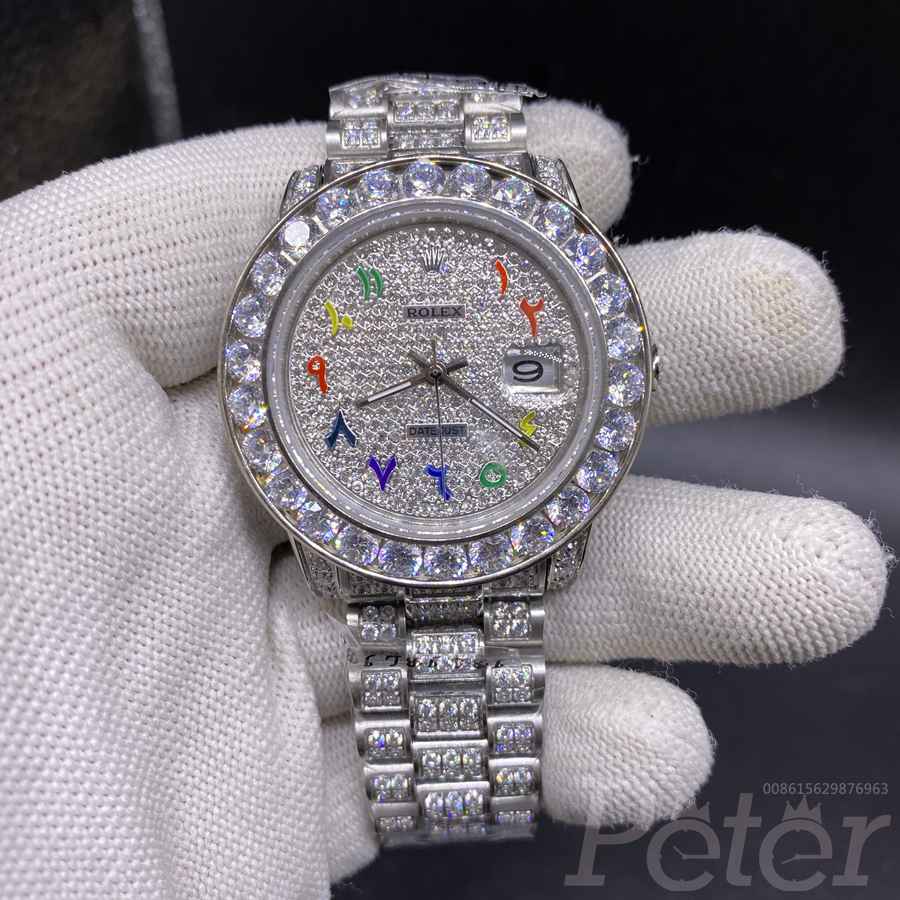 Datejust 40mm diamonds silver case colorful arabic numbers MH092