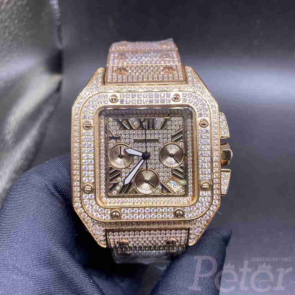 Cartier diamonds rose gold 44mm VK quartz M130