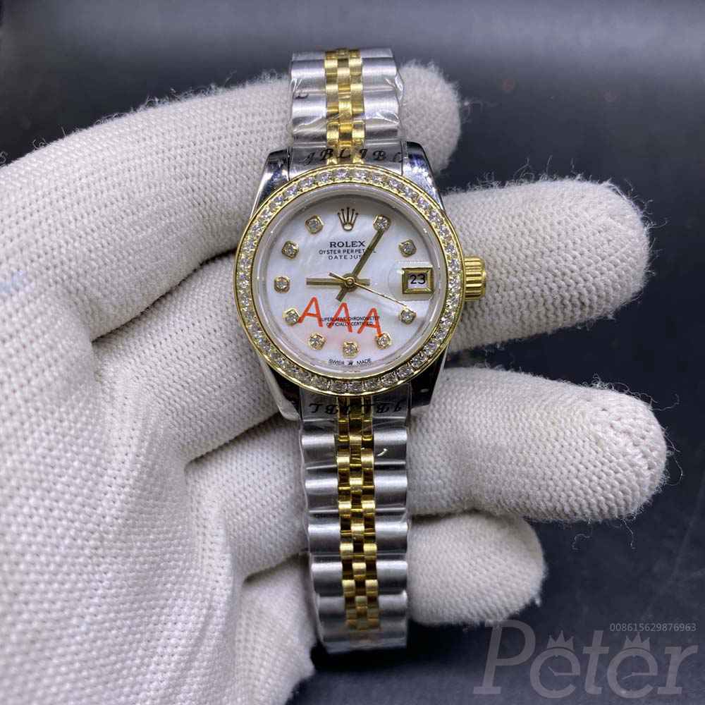 Datejust 26mm women 2tone gold case white pearl dial S022