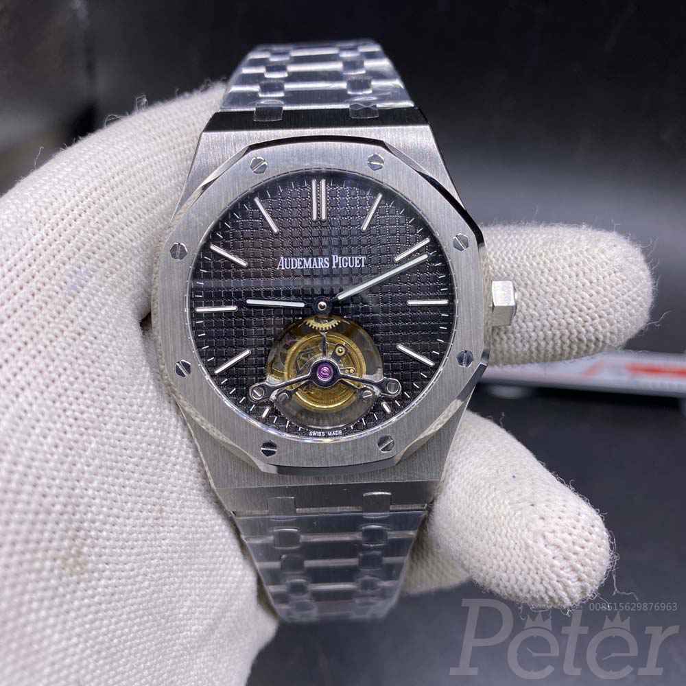 AP real tourbillon silver case black dial R8 factory XD335