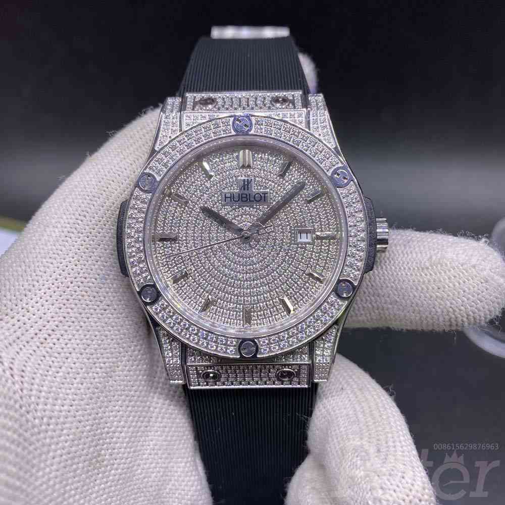 Hublot diamonds face silver case Automatic XJ058