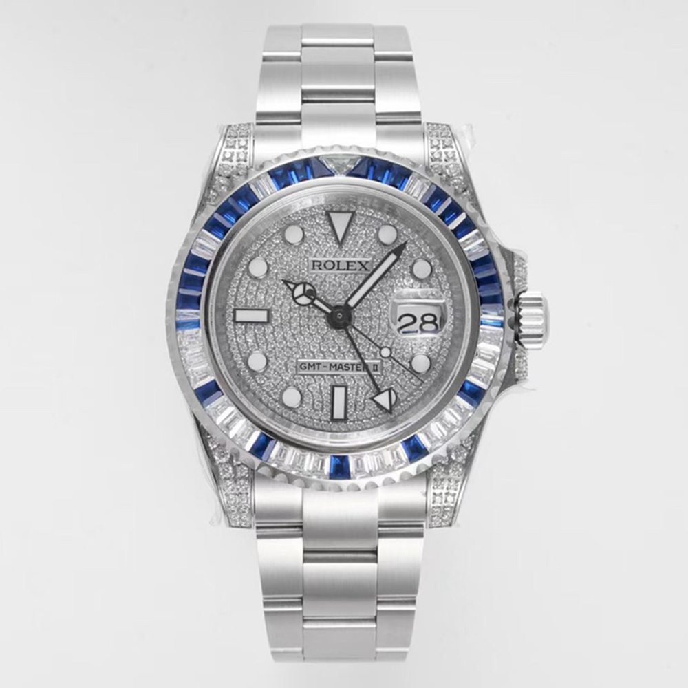 GMT Master II baguette blue stones bezel swarovski KOF factory 2836 high quality WT205