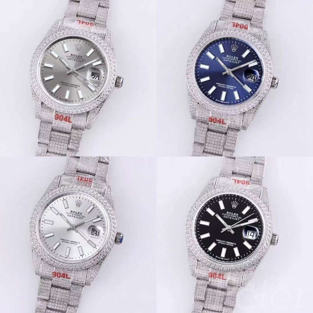 Datejust full iced out silver blue white black dials AAA M120