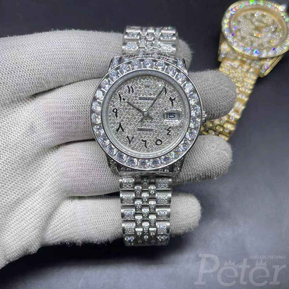 Datejust 40mm arabic numbers all white case diamonds face jubilee band MH102