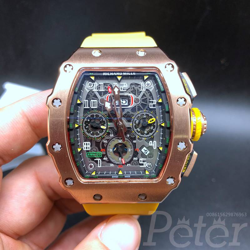 RM11-03 AAA rose gold case yellow rubber strap automatic XD055