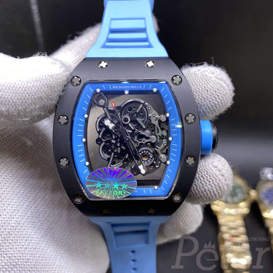 RM055 high quality Z factory Miyota automatic black case with blue rubber XD145