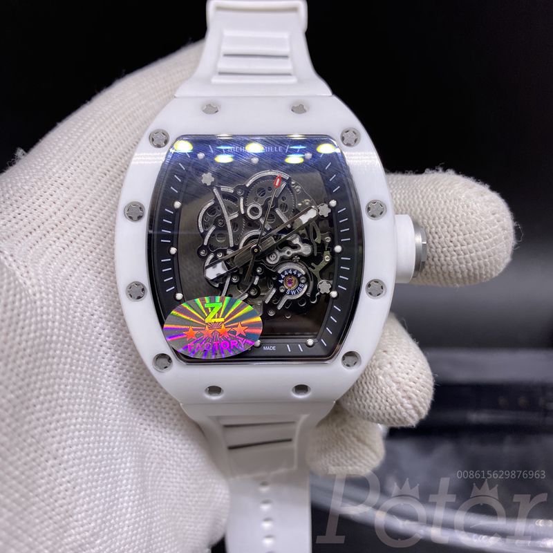 RM055 full white ceramic case automatic Z factory white rubber XD145