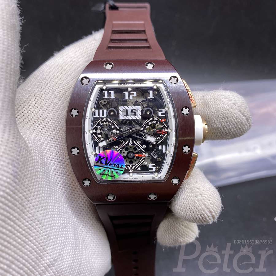 RM011 brown ceramic case brown rubber top KV factory 7750 full works XD003