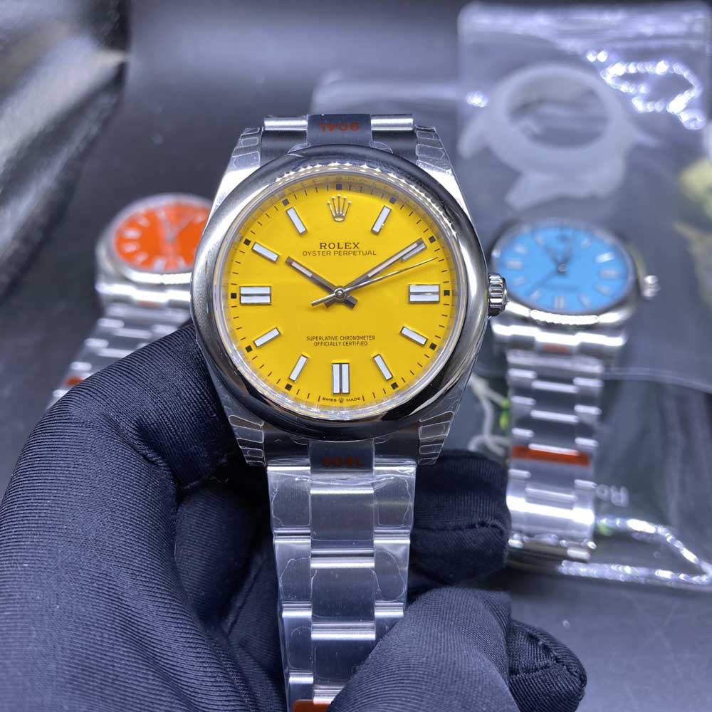 Oyster Perpetual yellow face silver case 39.5mm EW factory 3230 movement M110