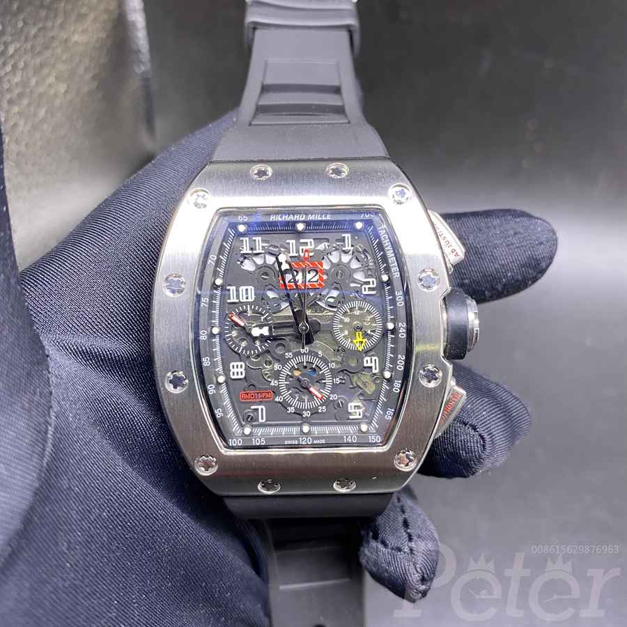 RM011-FM AAA silver case black rubber strap automatic men watch XD055